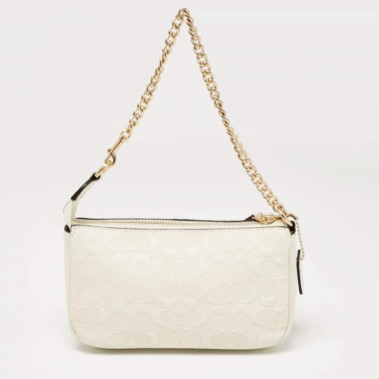 Pre Owned Coach White Signature Leather Nolita Pochette Bag