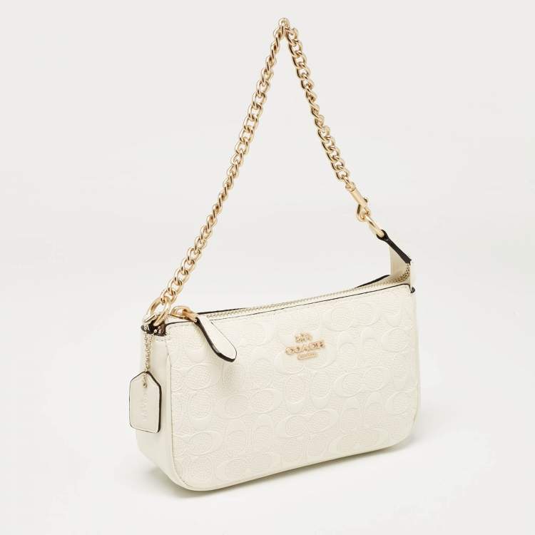 Pre Owned Coach White Signature Leather Nolita Pochette Bag