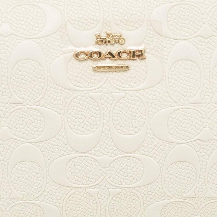 Pre Owned Coach White Signature Leather Nolita Pochette Bag