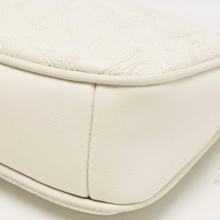 Pre Owned Coach White Signature Leather Nolita Pochette Bag