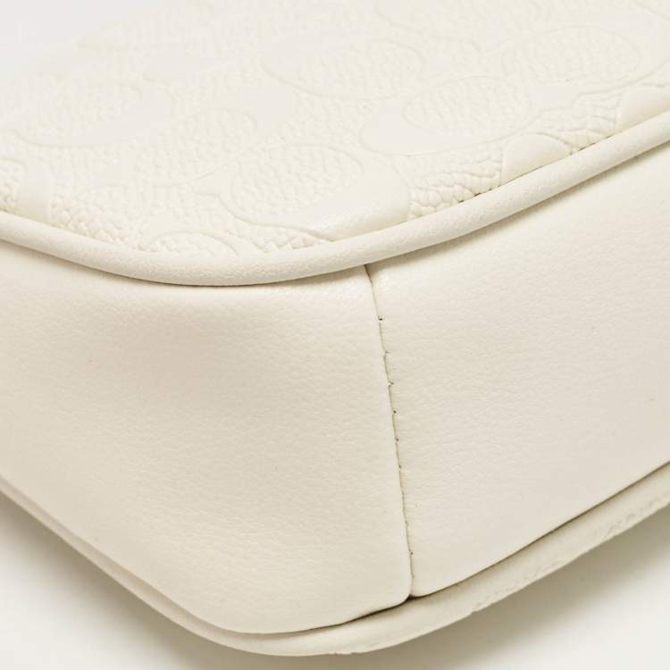 Pre Owned Coach White Signature Leather Nolita Pochette Bag