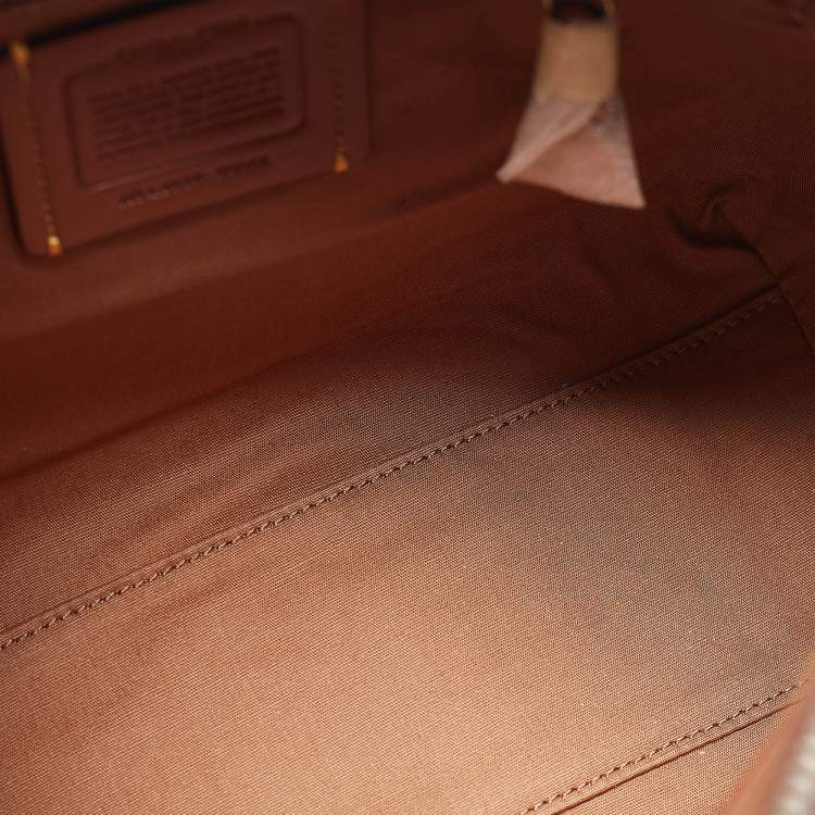 مملوكة مسبقًا Coach Beige Signature Coated Canvas and Leather Elise Satchel