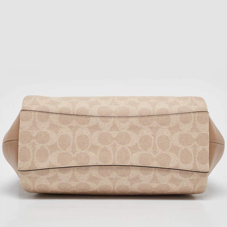 مملوكة مسبقًا Coach Beige Signature Coated Canvas and Leather Elise Satchel