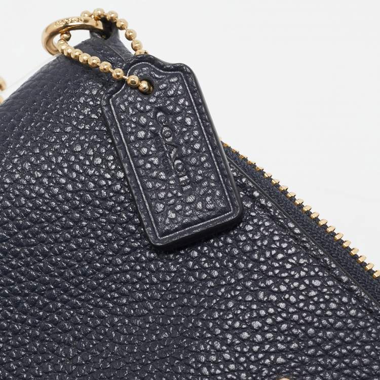 مملوكة مسبقًا Coach Navy Blue Leather Small Wristlet Pouch