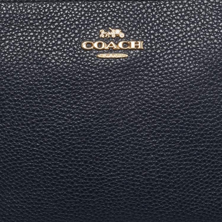 مملوكة مسبقًا Coach Navy Blue Leather Small Wristlet Pouch