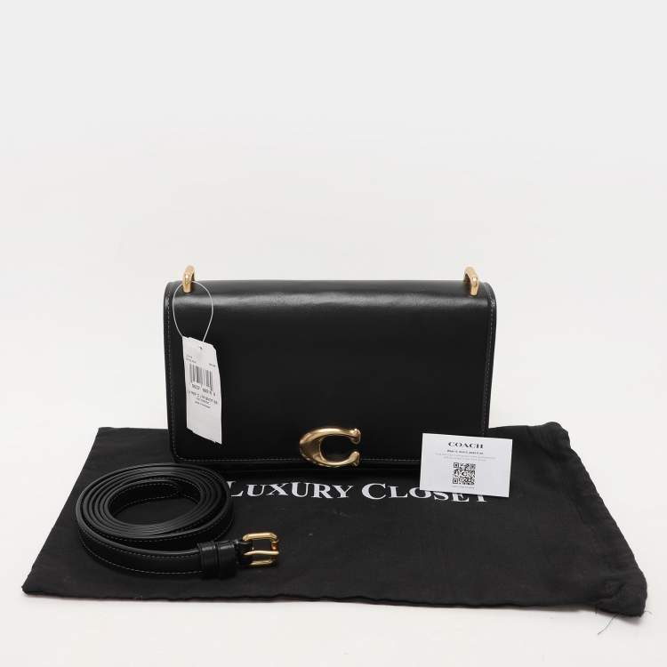 Pre Owned Coach Black Leather Bandit Flap Bag