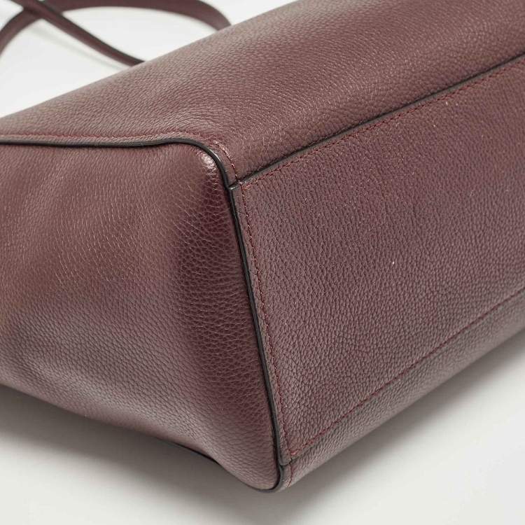 Pre Owned Coach Dark Burgundy Leather Turnlock Chain Tote