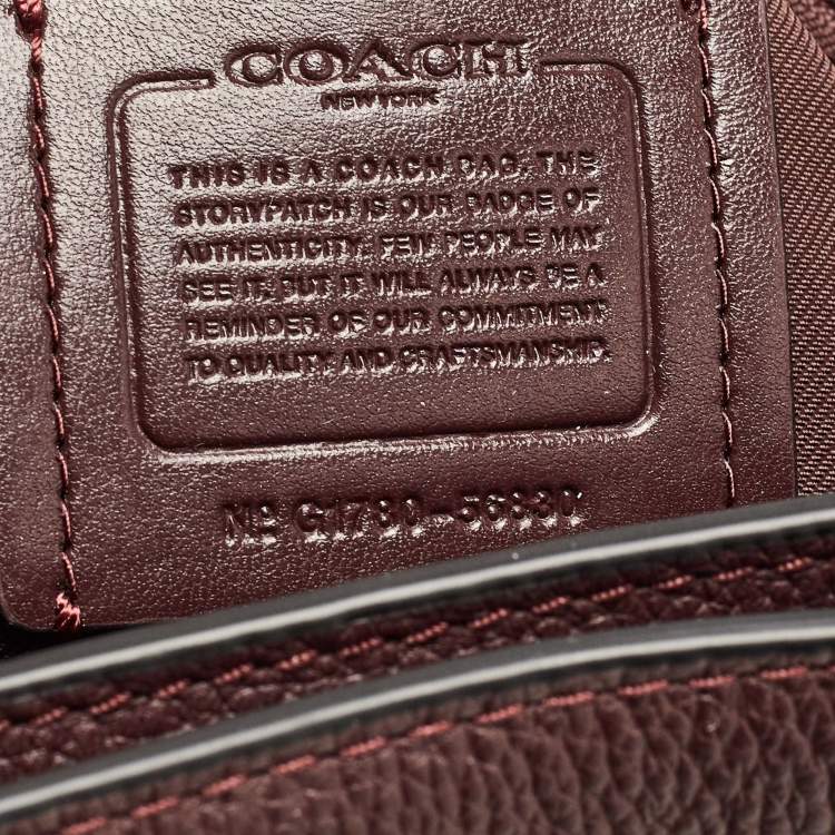Pre Owned Coach Dark Burgundy Leather Turnlock Chain Tote