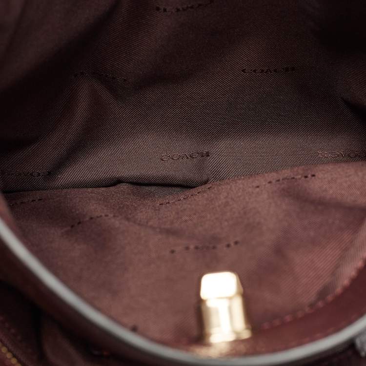 Pre Owned Coach Dark Burgundy Leather Turnlock Chain Tote