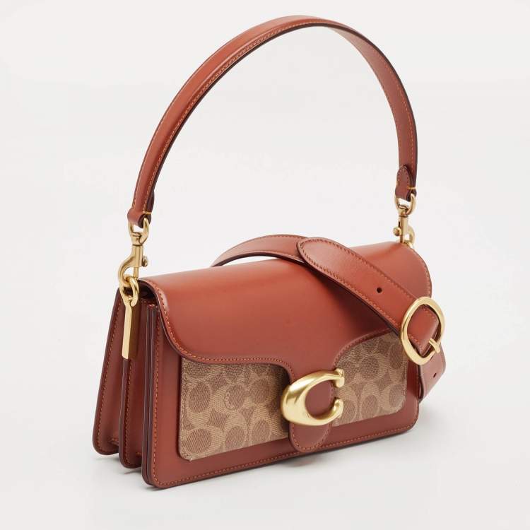 Pre Owned Coach Tan/Beige Signature Coated Canvas and Leather Tabby 26 Shoulder Bag