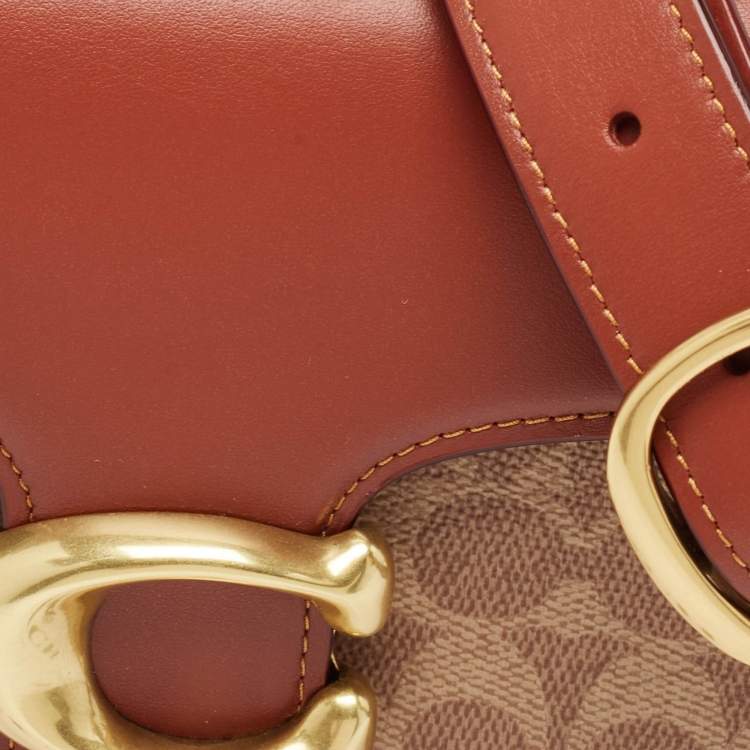Pre Owned Coach Tan/Beige Signature Coated Canvas and Leather Tabby 26 Shoulder Bag
