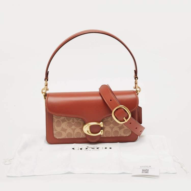 Pre Owned Coach Tan/Beige Signature Coated Canvas and Leather Tabby 26 Shoulder Bag