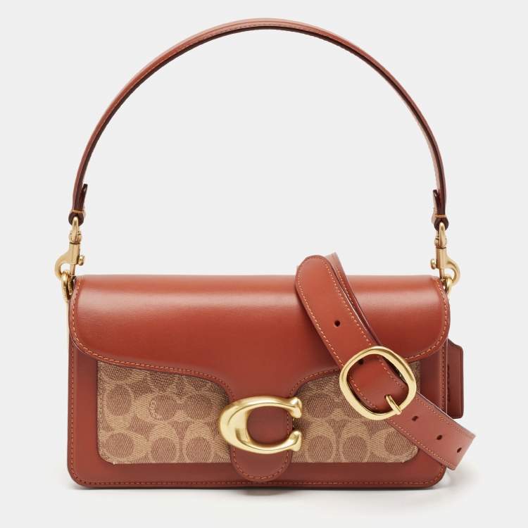 Pre Owned Coach Tan/Beige Signature Coated Canvas and Leather Tabby 26 Shoulder Bag