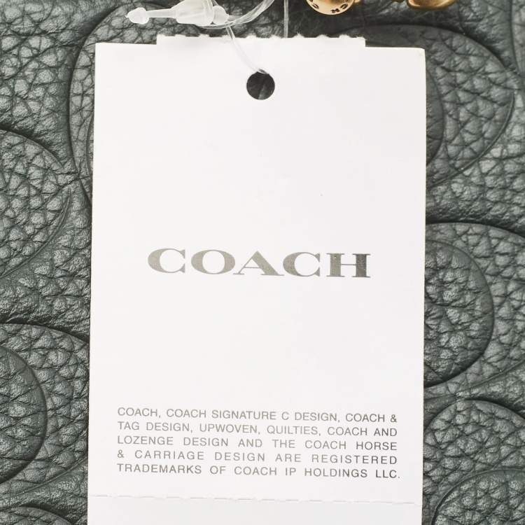 Pre Owned Coach Green Signature Embossed Leather Kira Double Zip Crossbody Bag