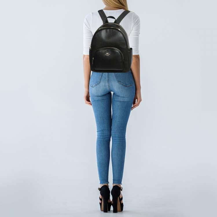 Pre Owned Coach Black Leather Court Backpack