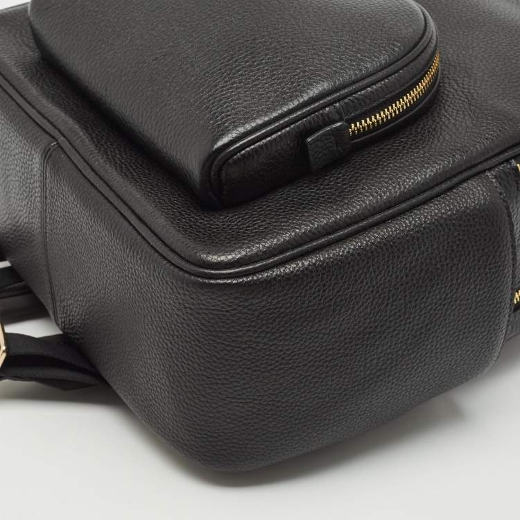 Pre Owned Coach Black Leather Court Backpack