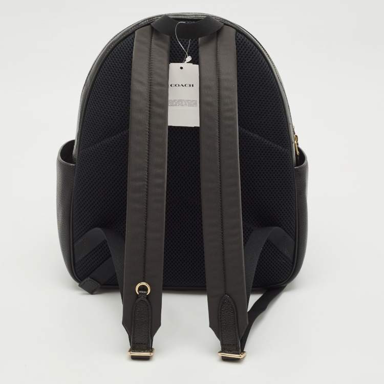Pre Owned Coach Black Leather Court Backpack