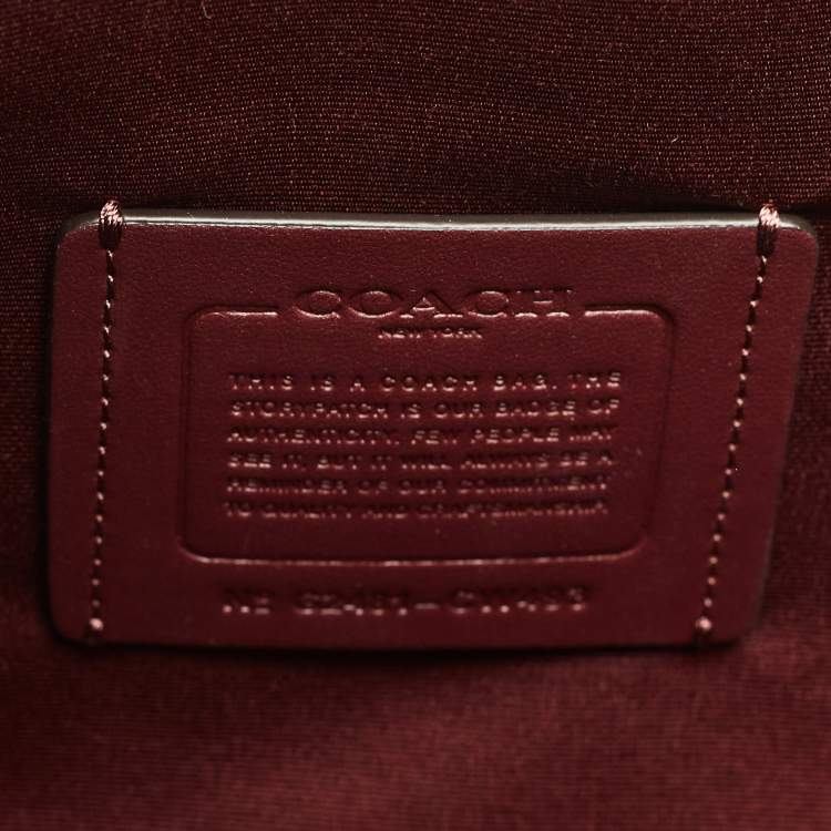 Pre Owned Coach Burgundy Croc Embossed Leather Nina Tote