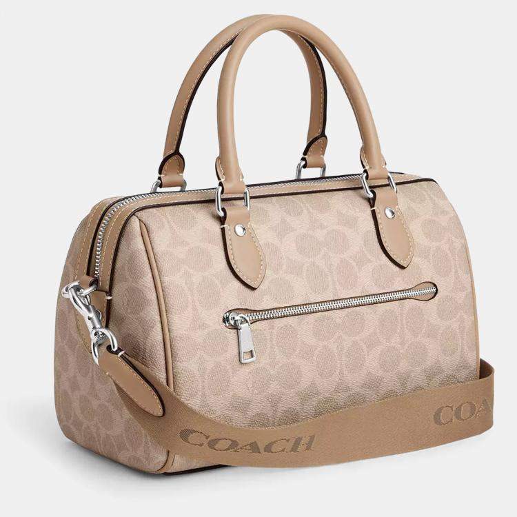 Pre Owned Coach Rowan signature canvas Gold Tan Brown Handbag