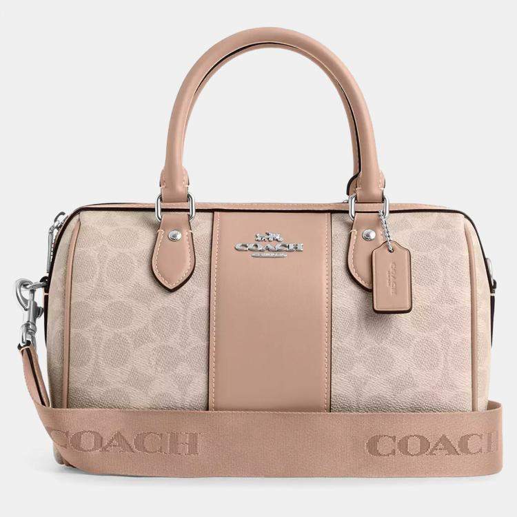 Pre Owned Coach Rowan signature canvas Gold Tan Brown Handbag