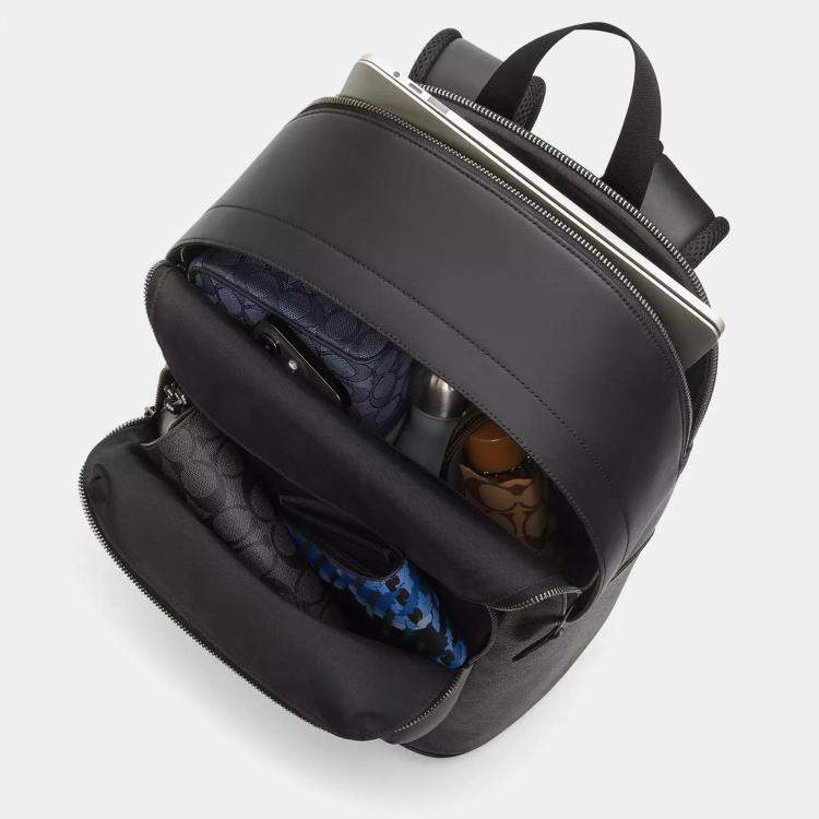 Pre Owned Coach West signature canvas Gunmetal Charcoal Black Backpack