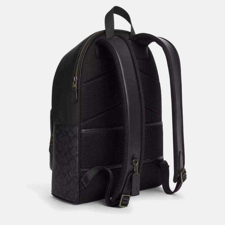 Pre Owned Coach West signature canvas Gunmetal Charcoal Black Backpack