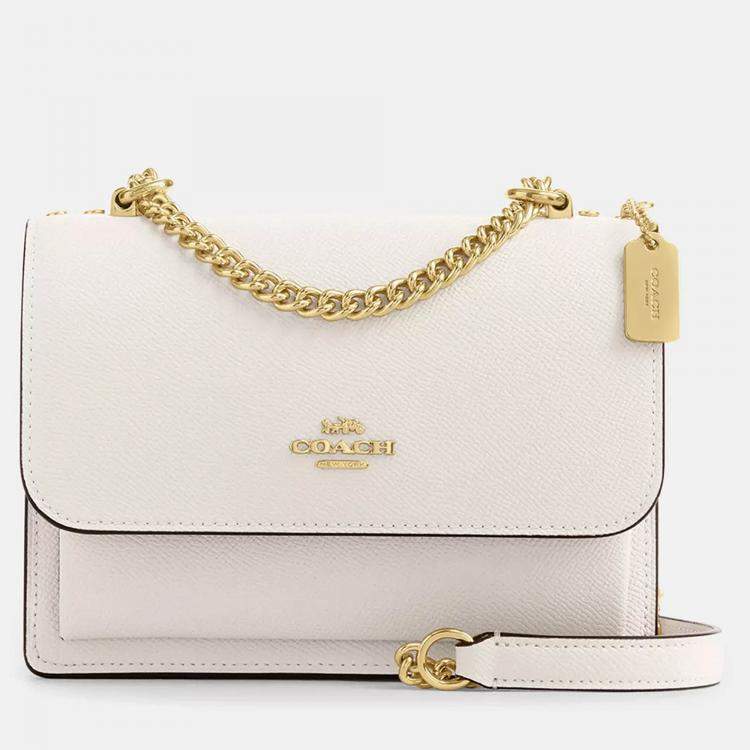 Pre Owned Coach Mini Klare Crossgrain Leather Gold/Chalk Crossbody Bag