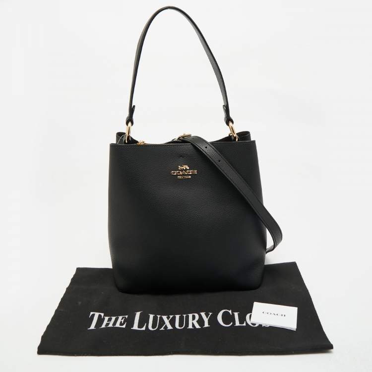 Pre Owned Coach Black Leather Town Bucket Bag