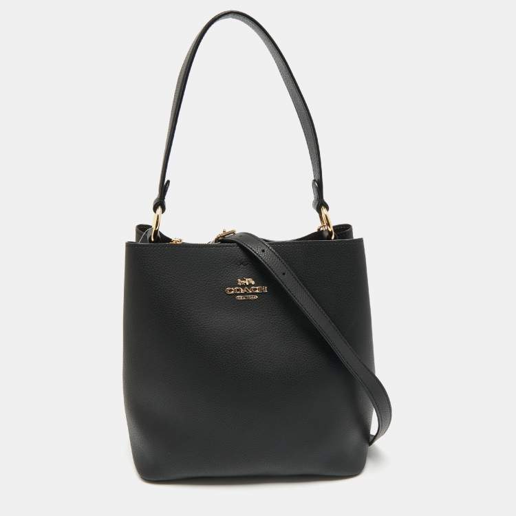 Pre Owned Coach Black Leather Town Bucket Bag