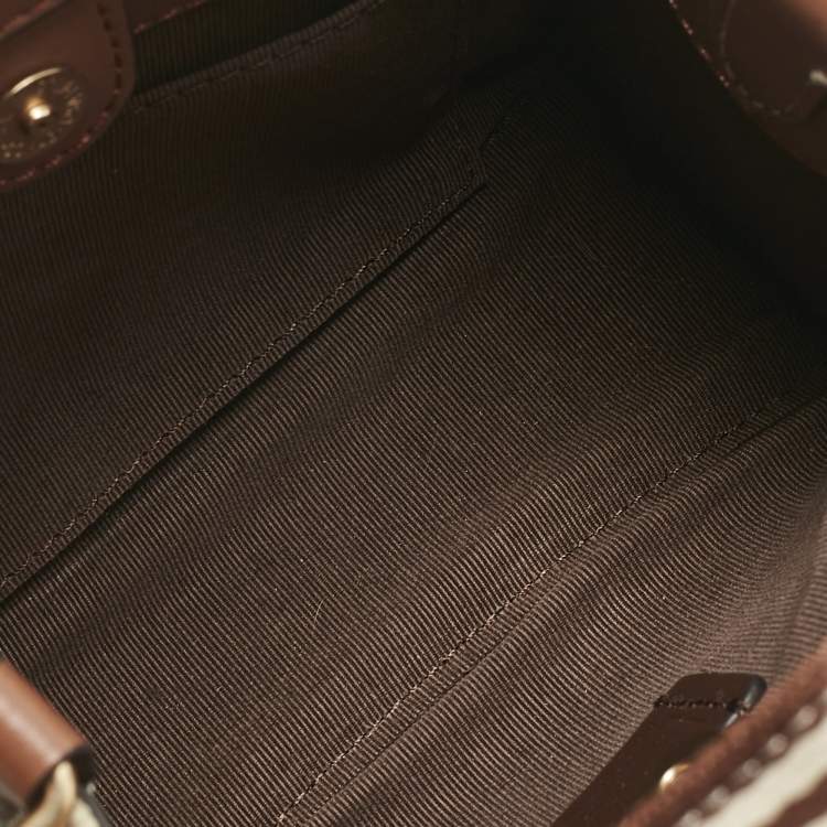 Pre Owned Coach Brown/Beige Canvas and Leather Mini Smith Tote