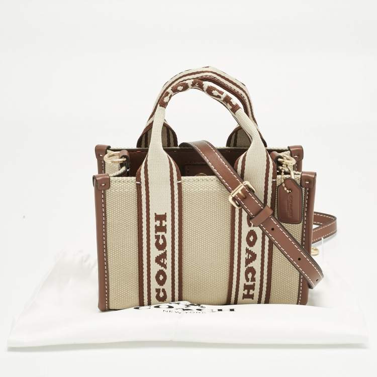Pre Owned Coach Brown/Beige Canvas and Leather Mini Smith Tote