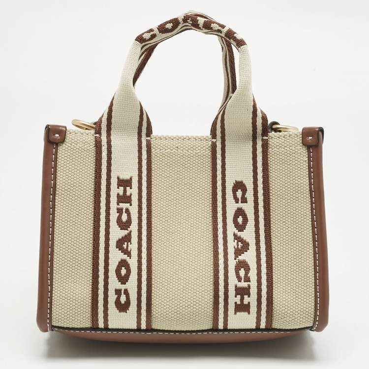 Pre Owned Coach Brown/Beige Canvas and Leather Mini Smith Tote