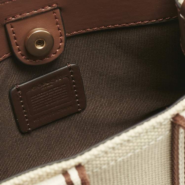 Pre Owned Coach Brown/Beige Canvas and Leather Mini Smith Tote