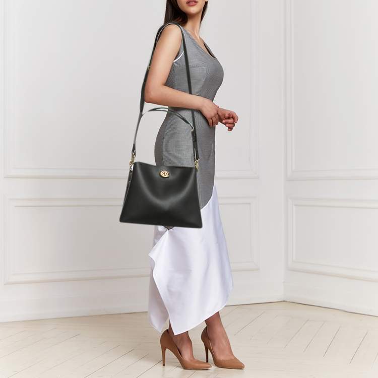 Pre Owned Coach Black Leather Willow Soft Bucket Bag