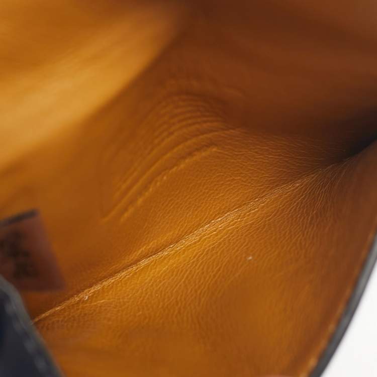 Pre Owned Coach Blue Leather Edgestain Card Case Pouch