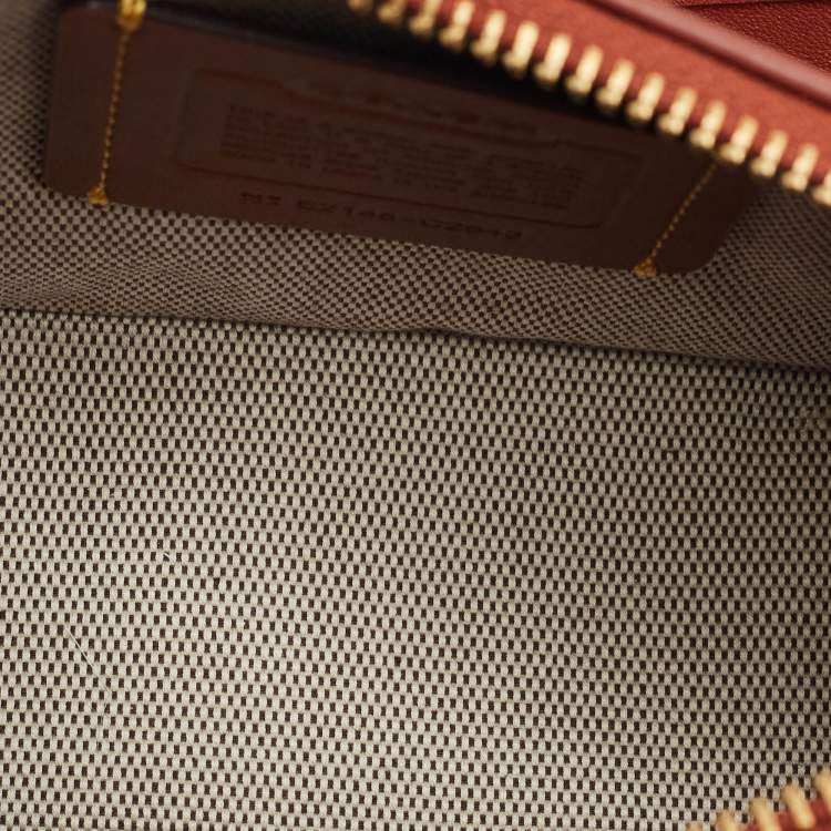 Pre Owned Coach Brick Brown Leather Swinger 20 Clutch Bag