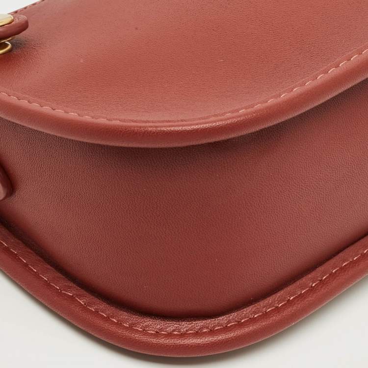 Pre Owned Coach Brick Brown Leather Swinger 20 Clutch Bag