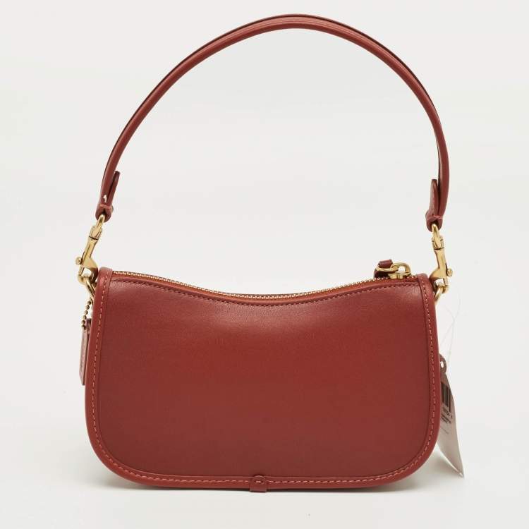Pre Owned Coach Brick Brown Leather Swinger 20 Clutch Bag