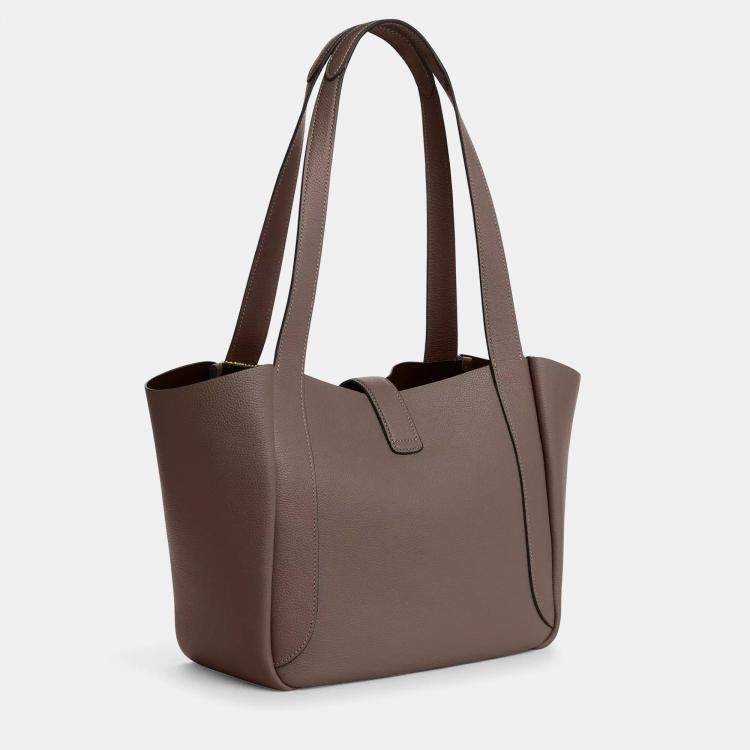 مملوكة مسبقًا Coach Hadley Turnlock Dark Stone Leather Tote Bag