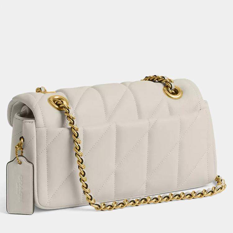 Pre Owned Coach Tabby 20 Pillow Quilting White leather Shoulder Bag