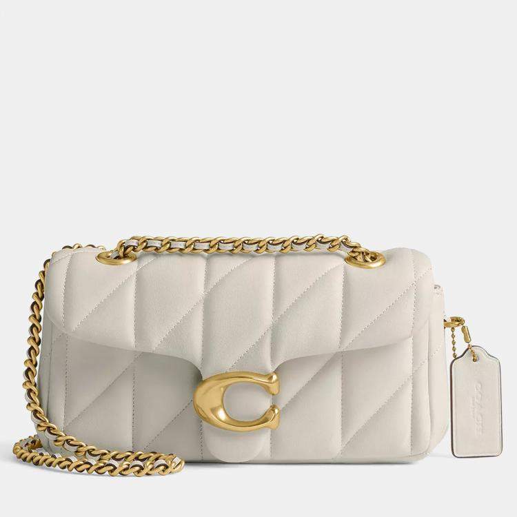 Pre Owned Coach Tabby 20 Pillow Quilting White leather Shoulder Bag