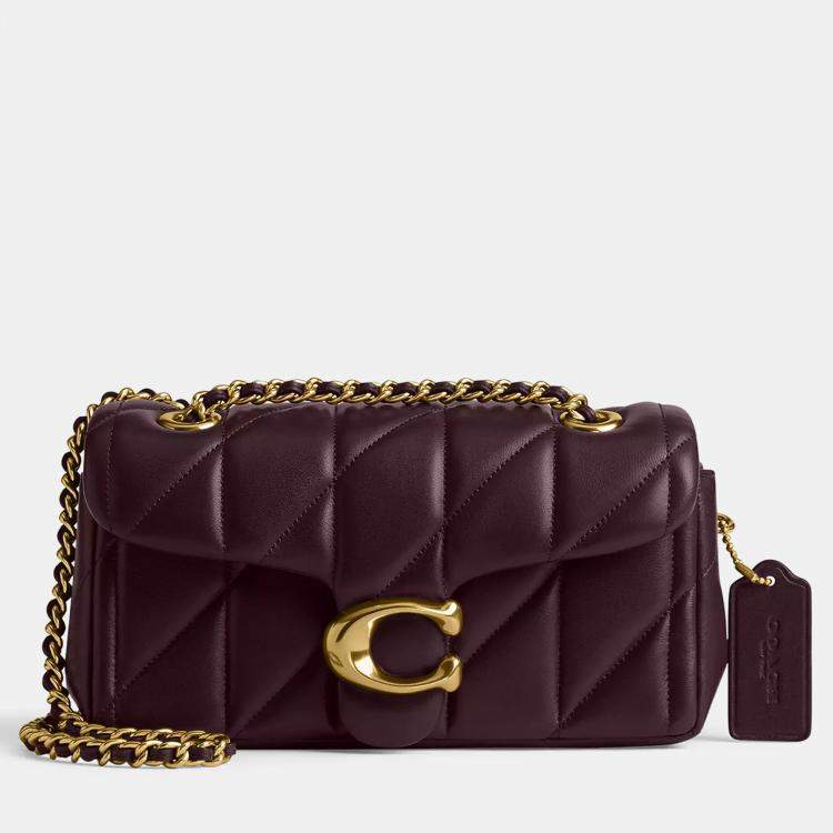 Pre Owned Coach Tabby 20 Pillow Quilting Black Currant Leather Shoulder Bag