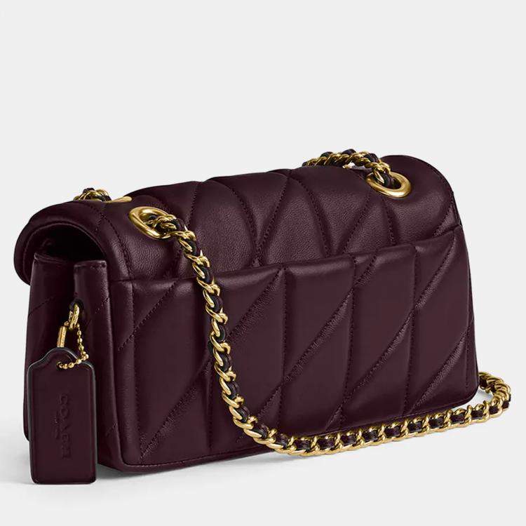 Pre Owned Coach Tabby 20 Pillow Quilting Black Currant Leather Shoulder Bag