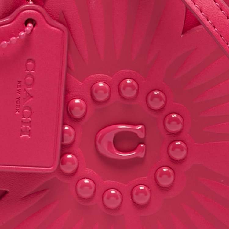 Pre Owned Coach Tea Rose Magenta Leather Crossbody Bag