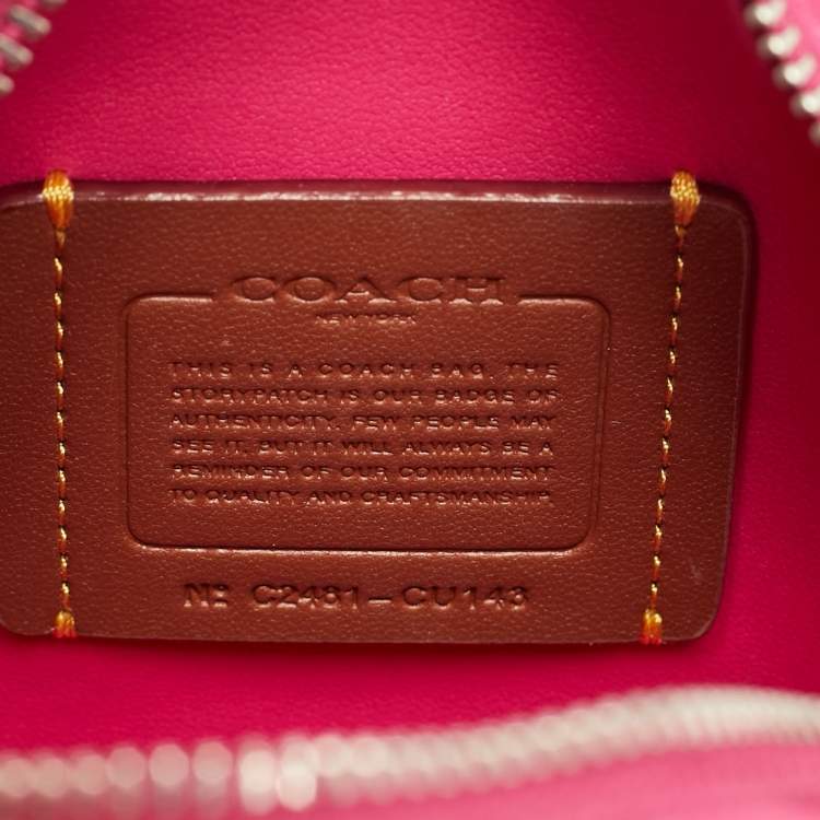 Pre Owned Coach Tea Rose Magenta Leather Crossbody Bag