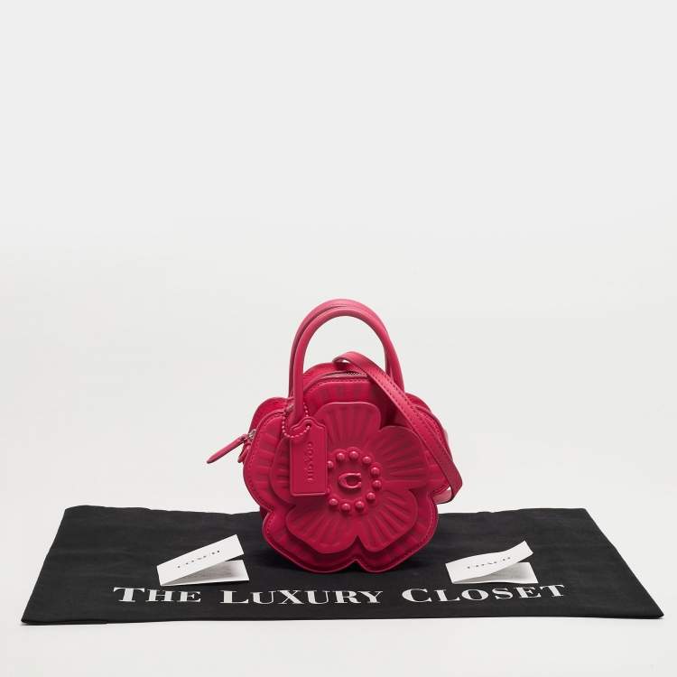 Pre Owned Coach Tea Rose Magenta Leather Crossbody Bag