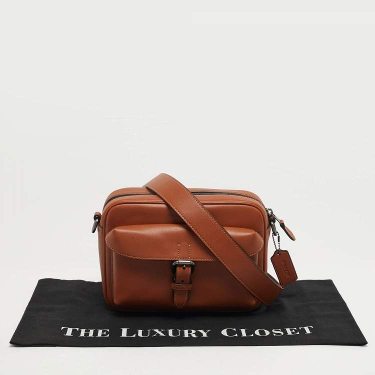 Pre Owned Coach Warner Brown Leather Crossbody Bag