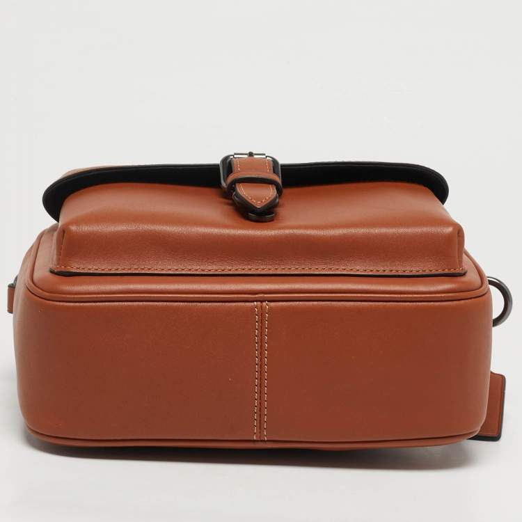 Pre Owned Coach Warner Brown Leather Crossbody Bag