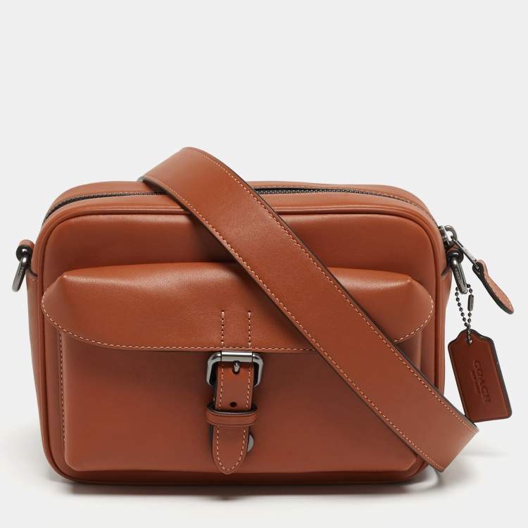 Pre Owned Coach Warner Brown Leather Crossbody Bag