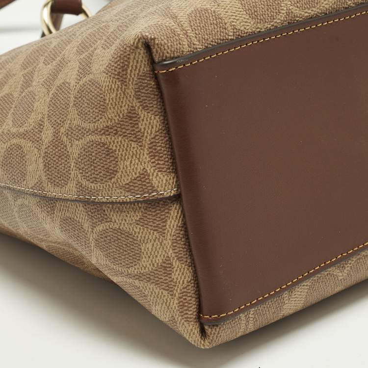 Pre Owned Coach Station Beige/Brown Signature Coated Canvas Tote